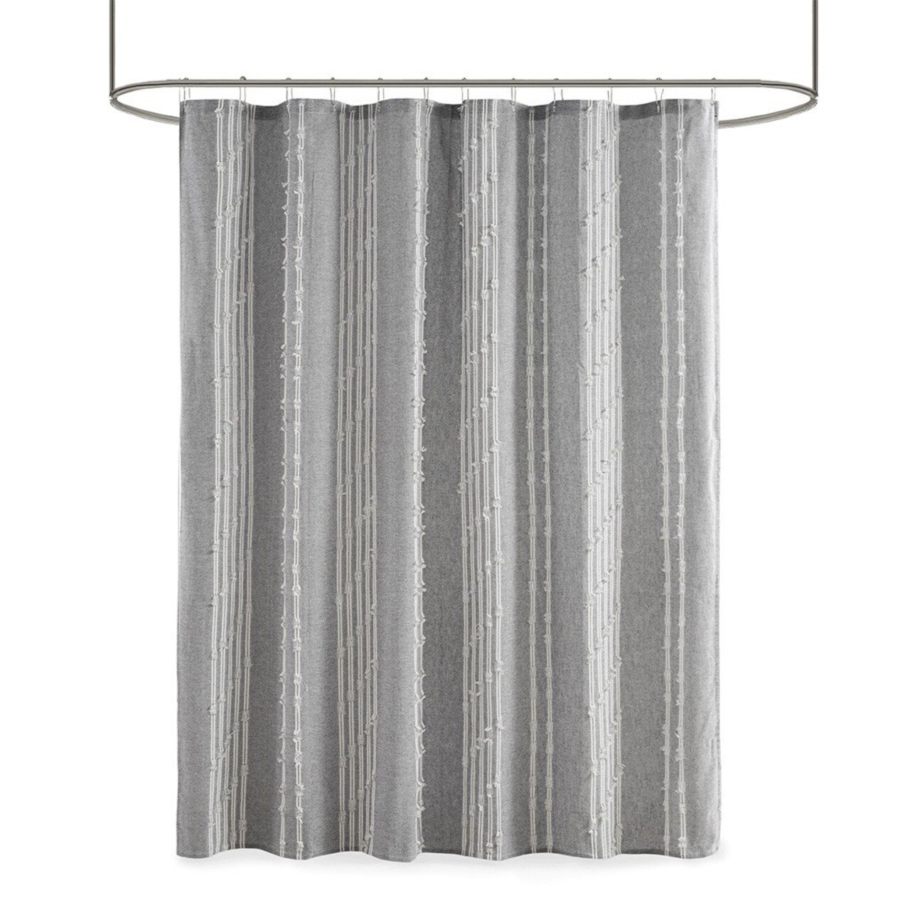 Gracie Mills Trujillo Solid Cotton Clipped Jacquard Shower Curtain - Grace-15182